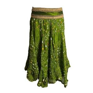 Serrahna India Bohemian Detailed Green Skirt Back Zip Women’s US Size Medium